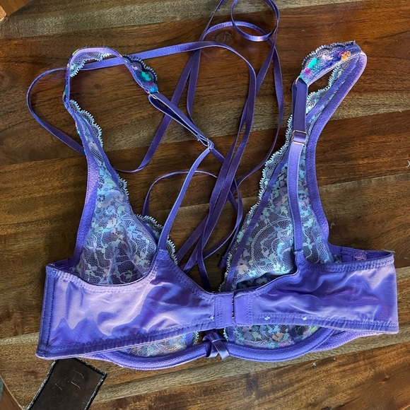 Savage X Fenty Steamy Floral Purple Royale Romance in Bloom Unlined Lace Bra Set - Picture 11 of 15